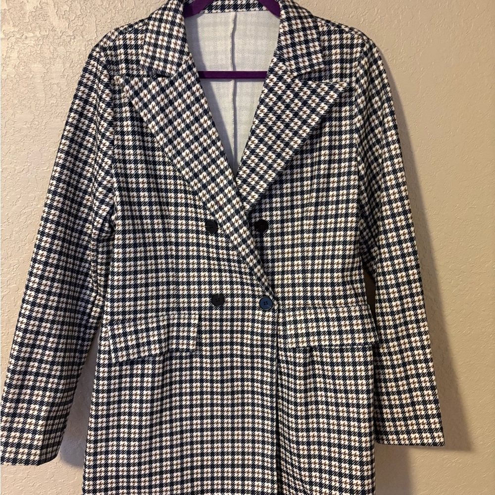 Women's Houndstooth Double-Breasted Coat